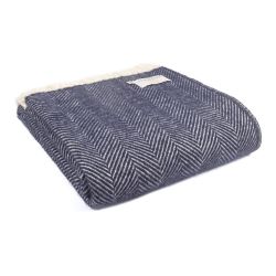 Tweedmill Pure Wool Throw Fishbone Navy