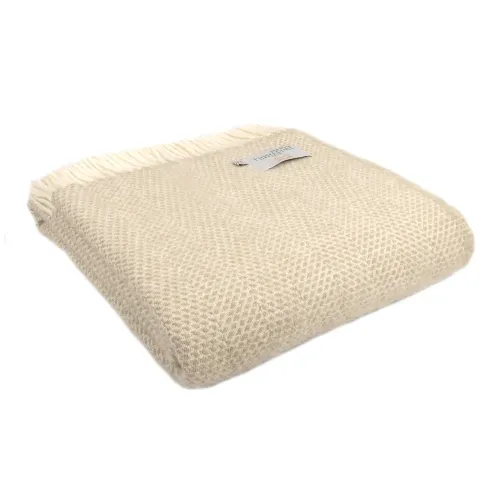 Tweedmill Beehive Pure Wool Throw Oatmeal