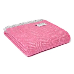 Tweedmill Herringbone Throw Pink and Silver