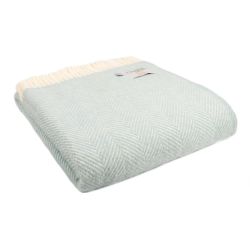 Tweedmill Pure Wool Throw Fishbone Duck Egg Blue