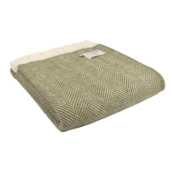 Tweedmill Pure Wool Throw Fishbone Olive