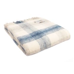 Tweedmill Pure Wool Throw Meadow Check Ink Blue
