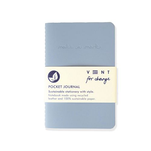 Vent for Change Recycled Leather Pocket Journal Dusty Blue