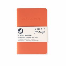 Vent for Change Recycled Leather Pocket Journal Orange